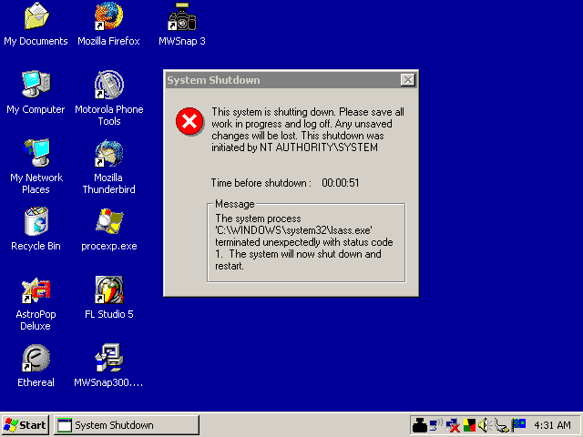 Force Program Shutdown Windows 7